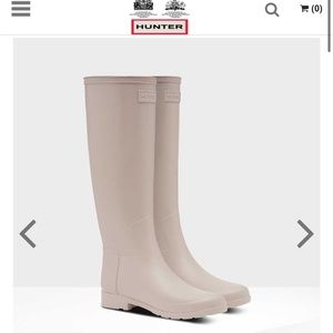 Hunter Refined Tall Rain Boots Draw Grey Size 8